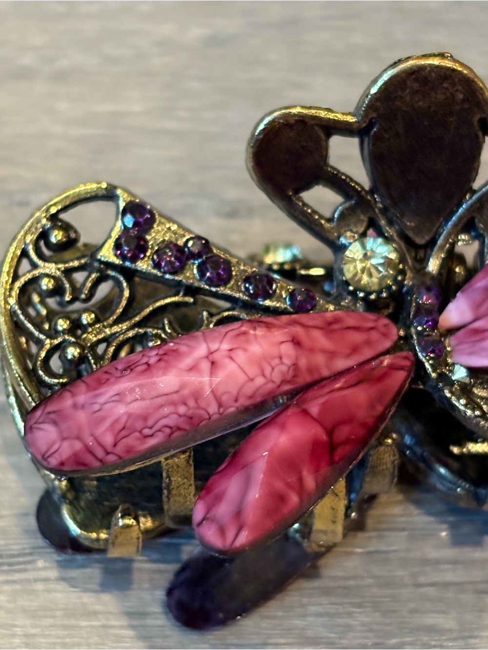 Pink Dragonfly Hair Clip for Women - Decorative Metal Accessory - Picture 9 of 12
